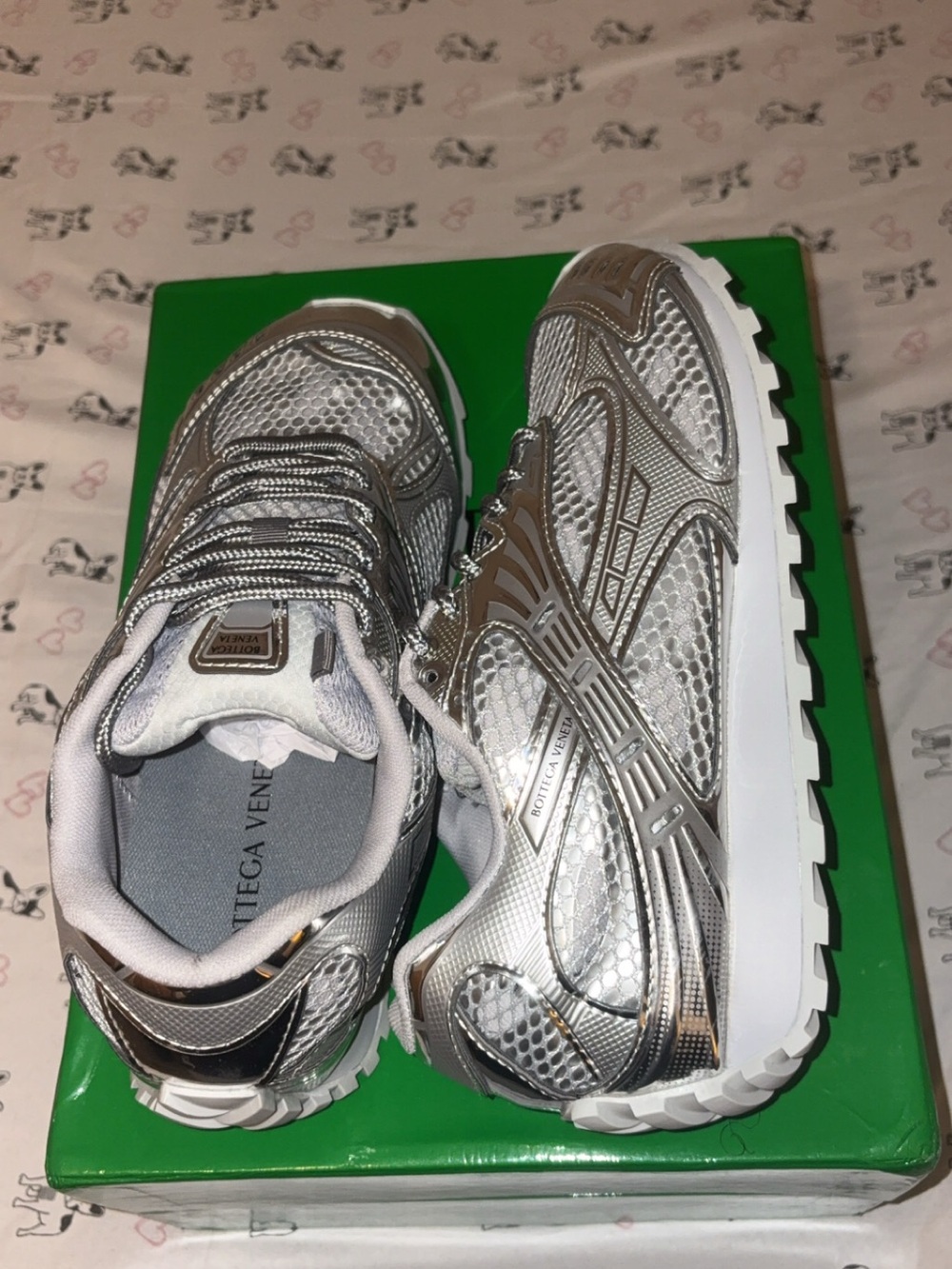 Bottega Veneta Kids Silver Metallic Mesh Sneakers